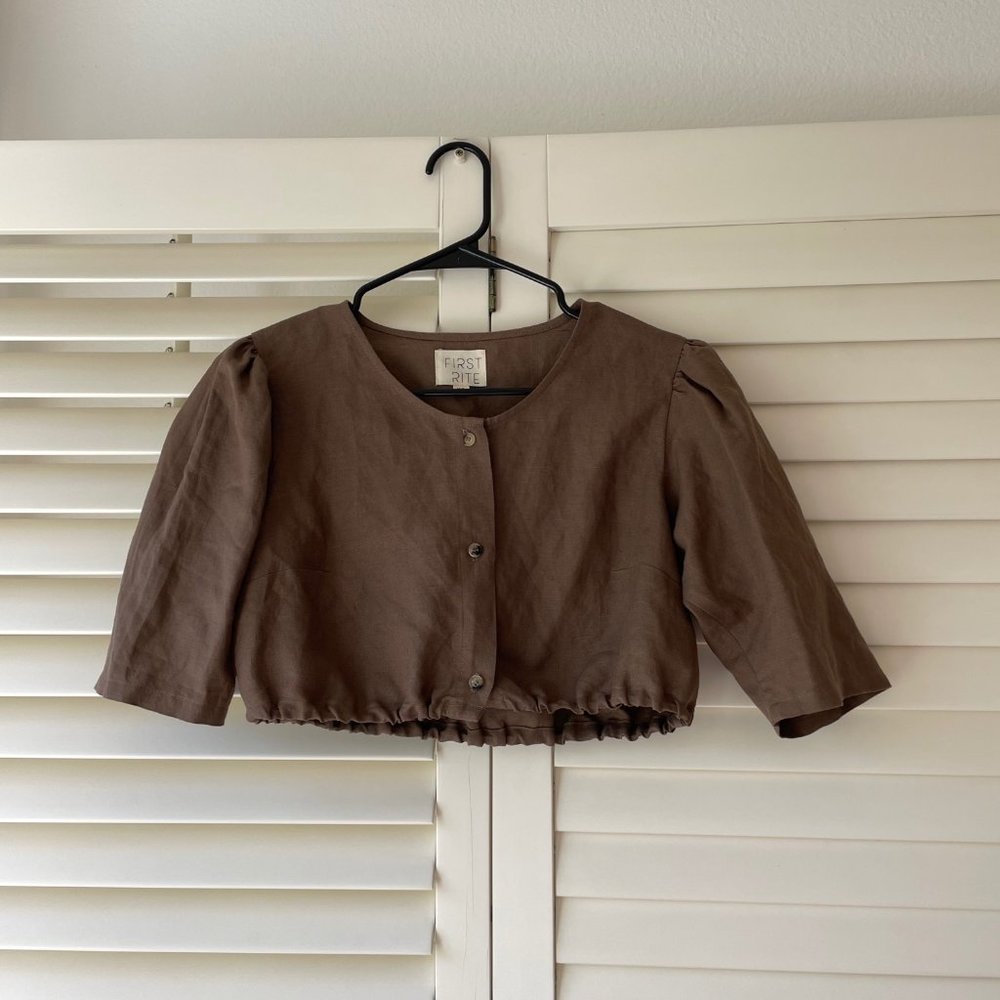 First Rite Button Blouse Color: Cocoa Size: Xs - image 1